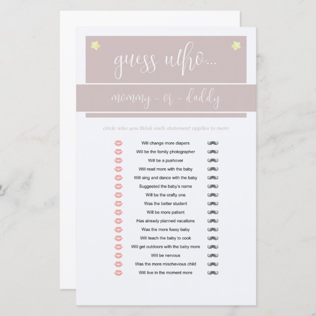 小さなピーナッツ象の少年の赤ちゃんシャワーゲームピンク (正面/裏面)