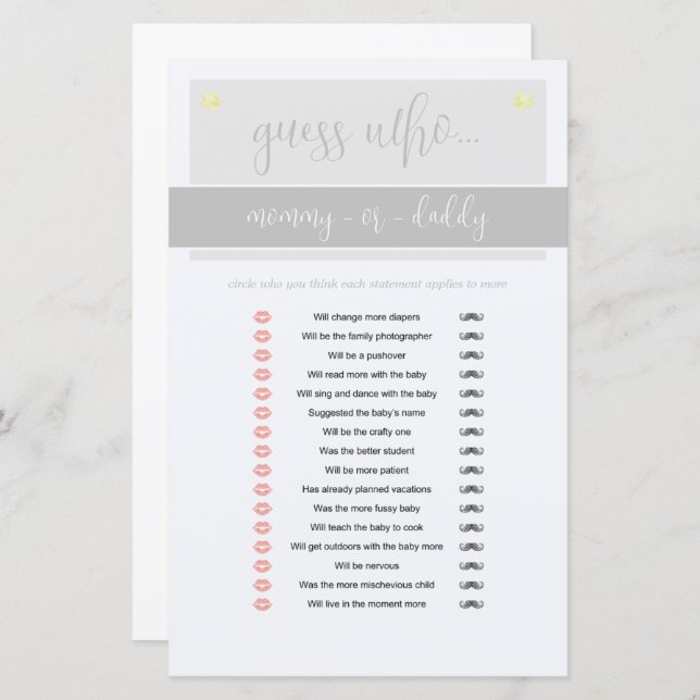 小さなピーナッツ象の少年の赤ちゃんシャワーゲーム (正面/裏面)