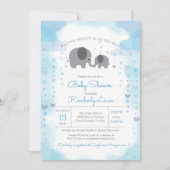 小さなピーナッツ象の少年の赤ちゃんシャワー 招待状 (正面)