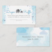 小さなピーナッツ象の男の子シャワーおむつラッフル エンクロージャーカード (正面/裏面)