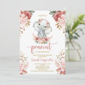 小さなピーナッツ象の赤ちゃんシャワー女の子 招待状 (スタンド正面)
