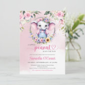 小さなピーナッツ象ソフトパステルピンクのフローラ 招待状 (スタンド正面)