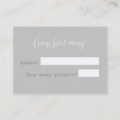 小さなピーナッツ赤ちゃんシャワー推測ゲームカードグレー エンクロージャーカード (裏面)