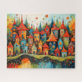 小さなファンタジーおとぎ話の町 ジグソーパズル (横)