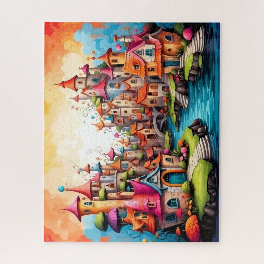 小さなファンタジーおとぎ話の町 ジグソーパズル (縦)