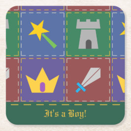 小さなファンタジーキルトのシャワー紙コースター スクエアペーパーコースター