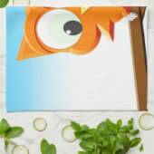 小さなフクロウが枝に キッチンタオル (折り畳み)