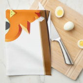 小さなフクロウが枝に キッチンタオル (四つ折り)