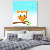 小さなフクロウが枝に キャンバスプリント (インサイチュ (寝室))