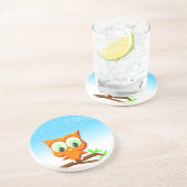 小さなフクロウが枝に コースター (側面)