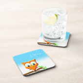 小さなフクロウが枝に コースター (右側)