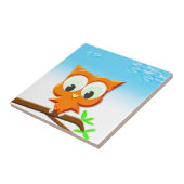 小さなフクロウが枝に タイル (側面)