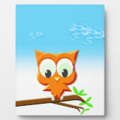 小さなフクロウが枝に フォトプラーク (正面)