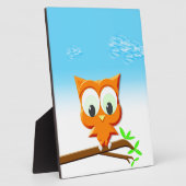 小さなフクロウが枝に フォトプラーク (側面)