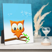 小さなフクロウが枝に フォトプラーク (側面)