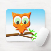 小さなフクロウが枝に マウスパッド (マウス)
