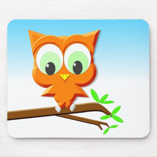 小さなフクロウが枝に マウスパッド (正面)