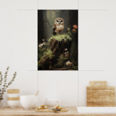 小さなフクロウの森の壁のプリント、植物画 ポスター (キッチン)