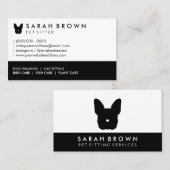 小さなフランスのハート鼻の黒いブルドッグ 名刺 (正面/裏面)