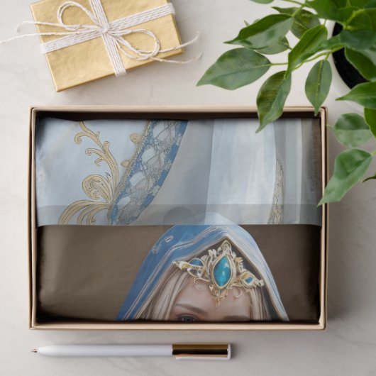 小さなフランスの白い犬とブループリンセス 薄葉紙 (ギフト)