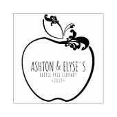 小さなフリーの図書館はリンゴのスタンプを飾る ラバースタンプ (インプリント)