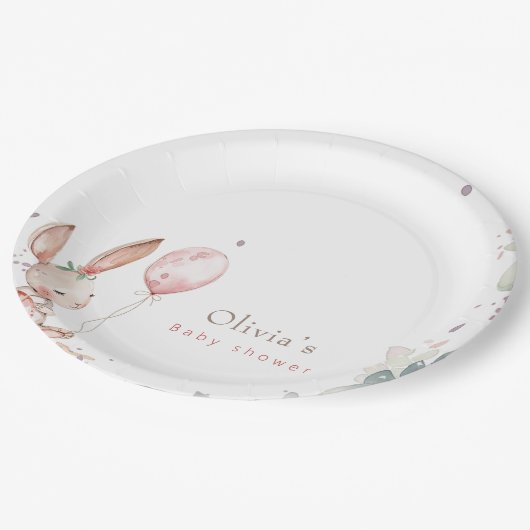 小さなフローラバニーの赤ちゃんシャワー ペーパープレート (アングル)
