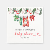 小さなフローラメリークリスマスサンタベビーシャワー スタンダードカクテルナプキン (正面)