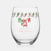 小さなフローラメリークリスマスサンタベビーシャワー ステムなしワイングラス (正面)