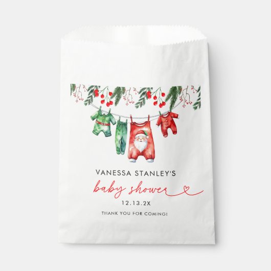 小さなフローラメリークリスマスサンタベビーシャワー フェイバーバッグ (正面)