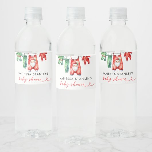 小さなフローラメリークリスマスサンタベビーシャワー ペットボトルラベル (ボトル)