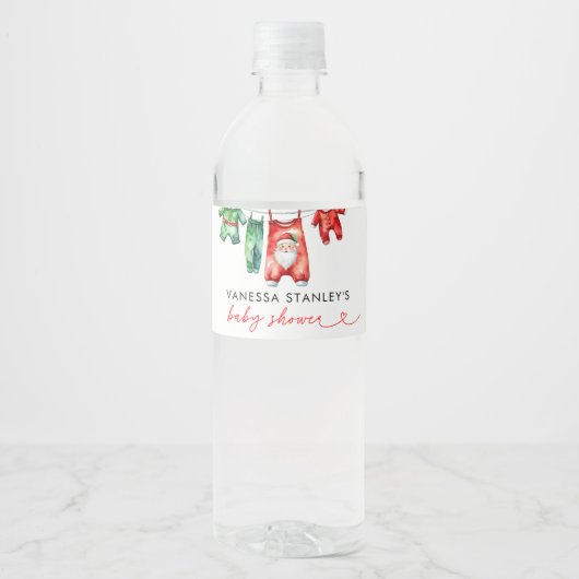 小さなフローラメリークリスマスサンタベビーシャワー ペットボトルラベル (正面)