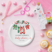 小さなフローラメリークリスマスサンタベビーシャワー ペーパープレート (パーティー)