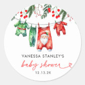 小さなフローラメリークリスマスサンタベビーシャワー ラウンドシール (正面)
