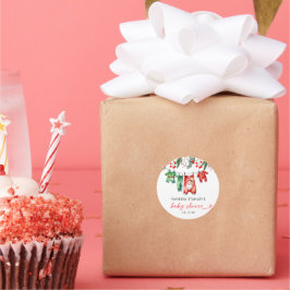 小さなフローラメリークリスマスサンタベビーシャワー ラウンドシール