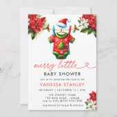 小さなフローラメリークリスマスサンタベビーシャワー 招待状 (正面)