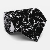 小さなフローリッシュ白黒ダマスクデザイン ネクタイ (ロール)