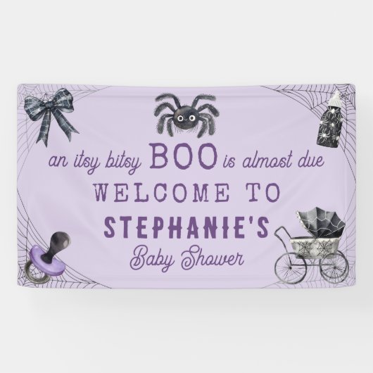 小さなブイティBitsyスパイダーハロウィーン赤ちゃんシャワー 横断幕 (横)