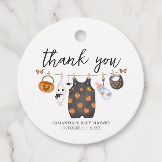 小さなブカボチャのハロウィーン赤ちゃんシャワー周り フェイバータグ (正面)