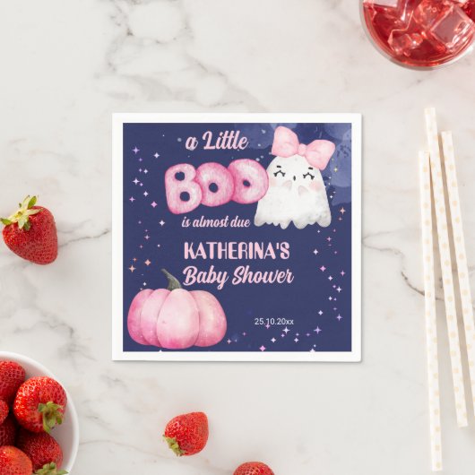 小さなブハロウィーンのベビーガール幽霊ベビーシャワー スタンダードカクテルナプキン (インサイチュ)