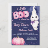 小さなブハロウィーンのベビーガール幽霊ベビーシャワー 招待状 (正面)
