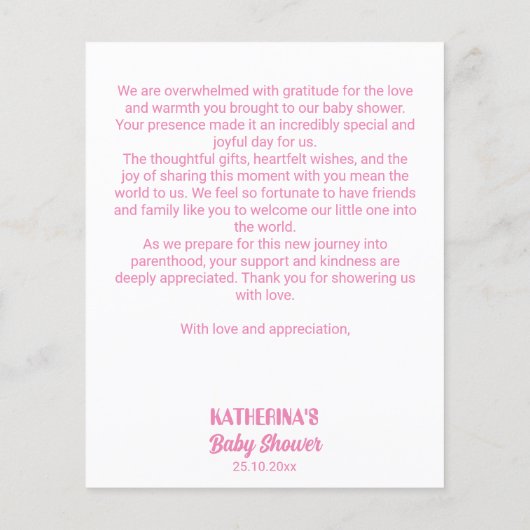 小さなブハロウィーンの女の子の赤ちゃんシャワー感謝していユーに (裏面)