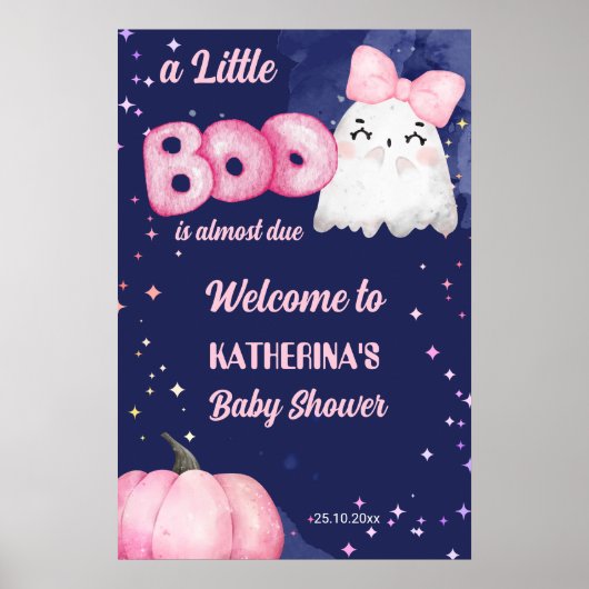 小さなブハロウィーンの女の子の赤ちゃんシャワー歓迎サイン ポスター (正面)