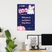 小さなブハロウィーンの女の子の赤ちゃんシャワー歓迎サイン ポスター (ホームオフィス)