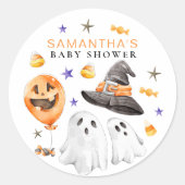 小さなブハロウィーンの水の色ベビーシャワー ラウンドシール (正面)