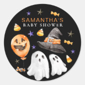 小さなブハロウィーンの水の色ベビーシャワー ラウンドシール (正面)