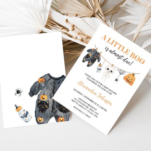 小さなブハロウィーンの物干しの赤ちゃんシャワー 招待状