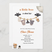 小さなブハロウィーンの物干しの赤ちゃんシャワー 招待状 (正面/裏面)