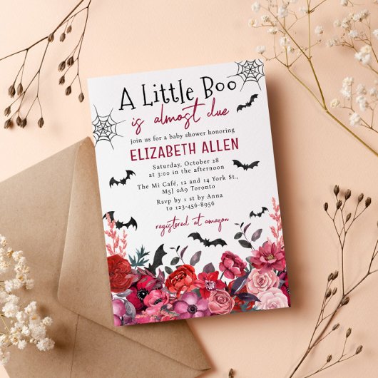 小さなブハロウィーンの花の赤ちゃんシャワー 招待状