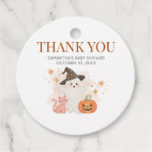 小さなブハロウィーンカボチャ赤ちゃんシャワー周り フェイバータグ (正面)