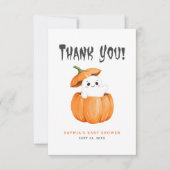 小さなブハロウィーンカボチャ赤ちゃんシャワー サンキューカード (正面)